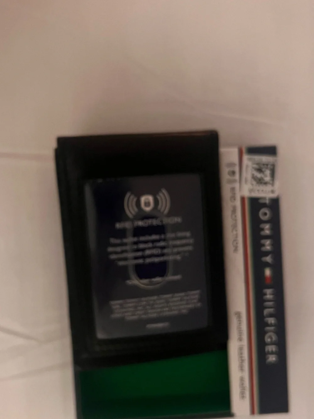 Tommy Hilfiger Black Leather Card Holder with Flag Detail